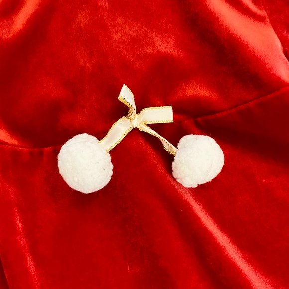 Toddler Size 2 Red Velveteen Christmas Fancy Dress with White Furry Edges - Picture 2 of 5